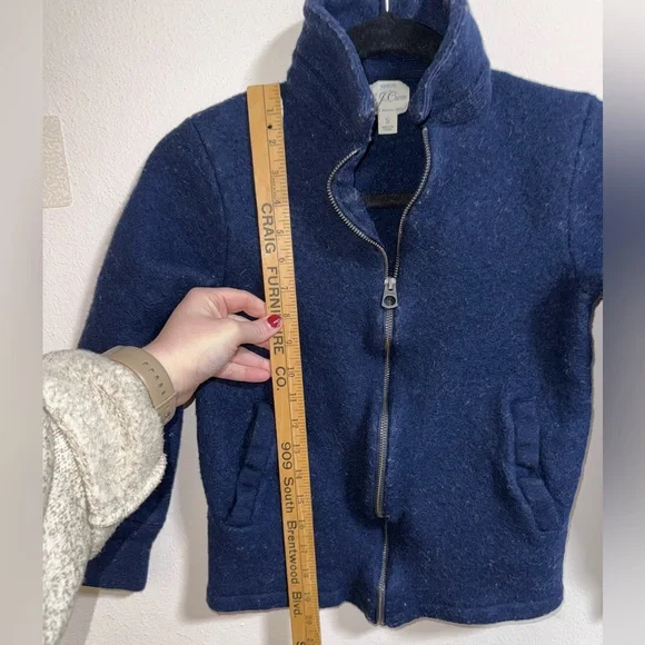 J.Crew Merino Wool Zip Jacket Navy Blue Small - Picture 3 of 9